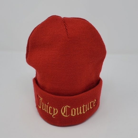 JUICY COUTURE RED AND GOLD "YES OUI CAN" BEANIE WINTER WARM COZY EMBROIDERY - Picture 7 of 11